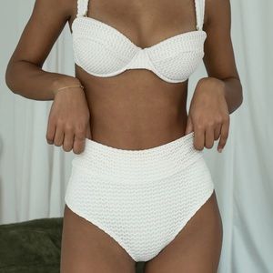 NWT Bone Crochet Added Coverage High Rise Bikini Bottom Small S